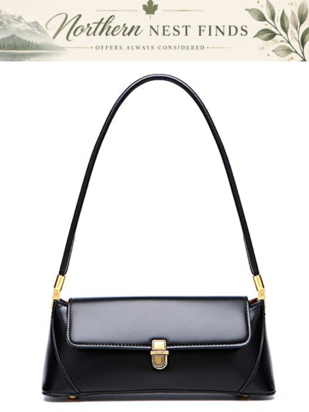 Small PU Leather Clutch Shoulder Bag with Buckle Closure